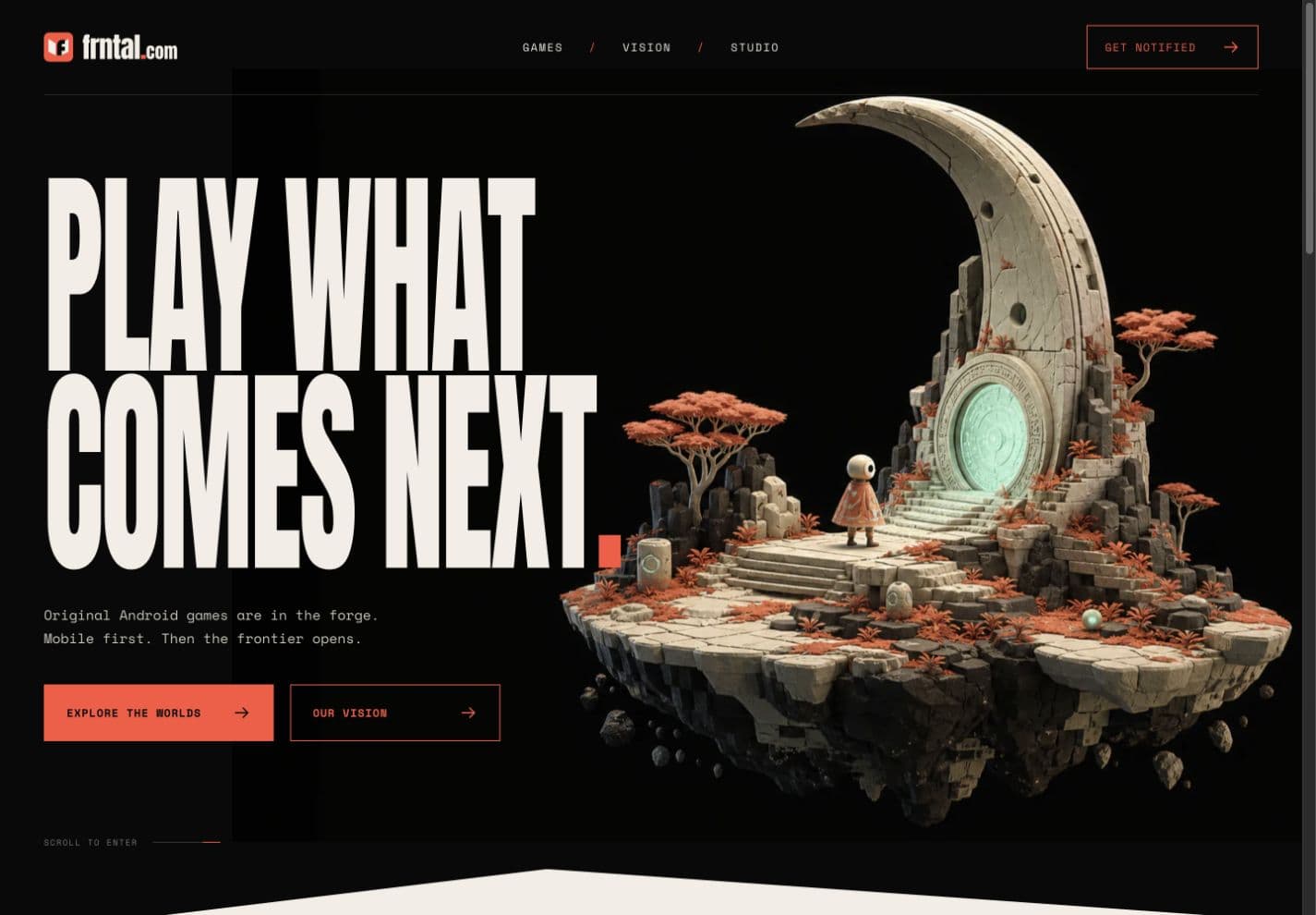 frntal original Android games studio website