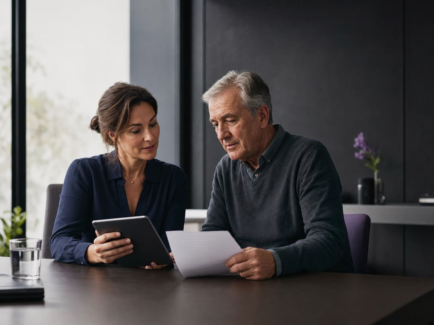 A clinician and patient reviewing health information together